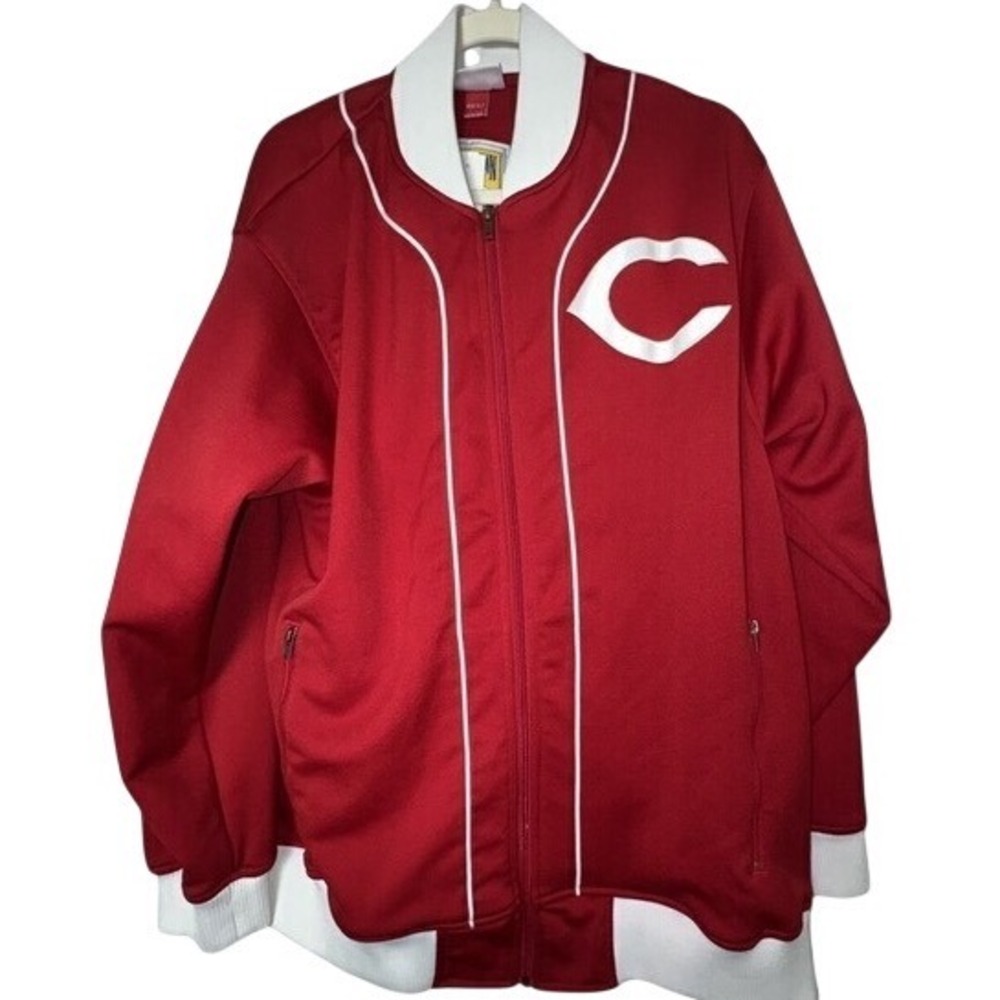 Mitchell & Ness Cincinnati Reds Track Jacket Mens L Red Excellent‎ Cooperstown
